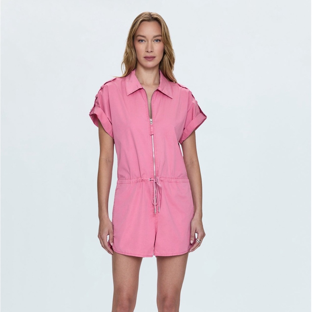 Pistola Small Meg Zip Front Romper in Flamingo